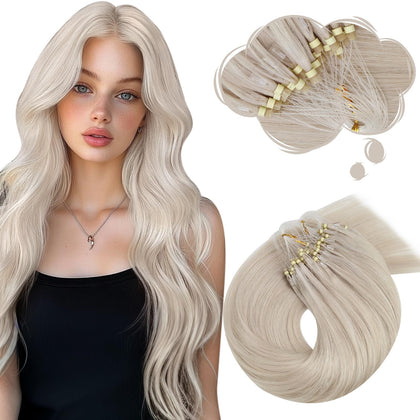 Moresoo Micro Link Hair Extensions 22 Inch White Blonde front view