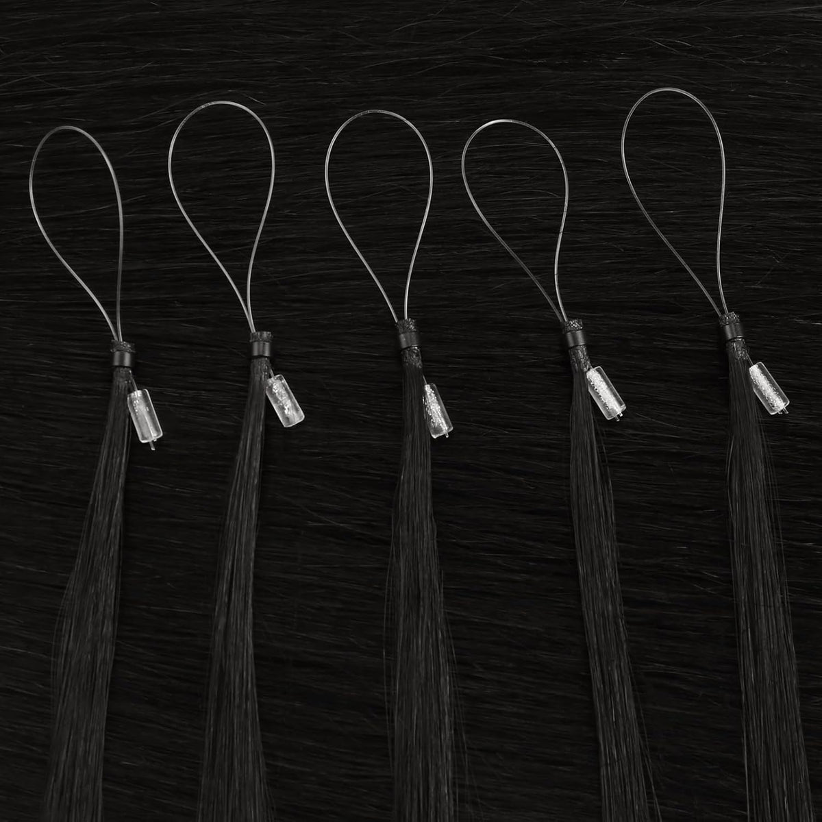 Moresoo Micro Link Hair Extensions 24 Inch Off Black lifestyle scene