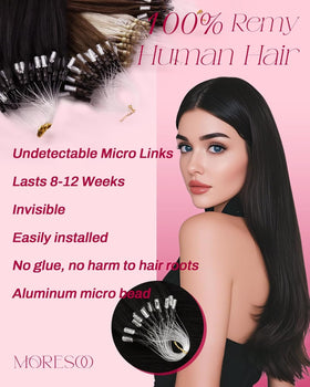 Moresoo Micro Link Hair Extensions 24 Inch Off Black packaging