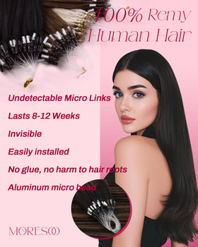 Moresoo Micro Link Hair Extensions packaging and strands