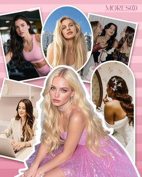 Moresoo Micro Link Hair Extensions styled in waves