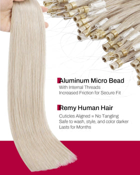Moresoo Micro Loop Hair Extensions 18 Inch White Blonde packaging