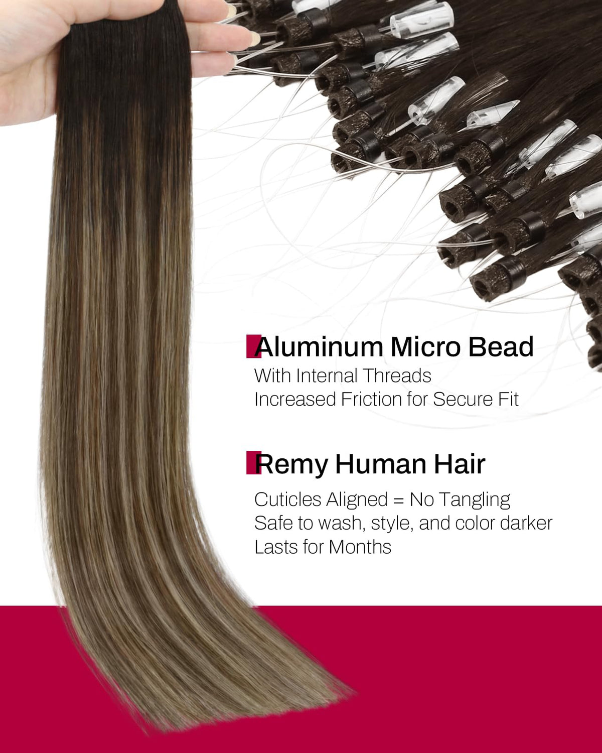 Moresoo Micro Loop Hair Extensions displayed in packaging