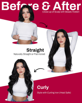 Moresoo Microlink Hair Extensions 14 Inch Medium Brown styled