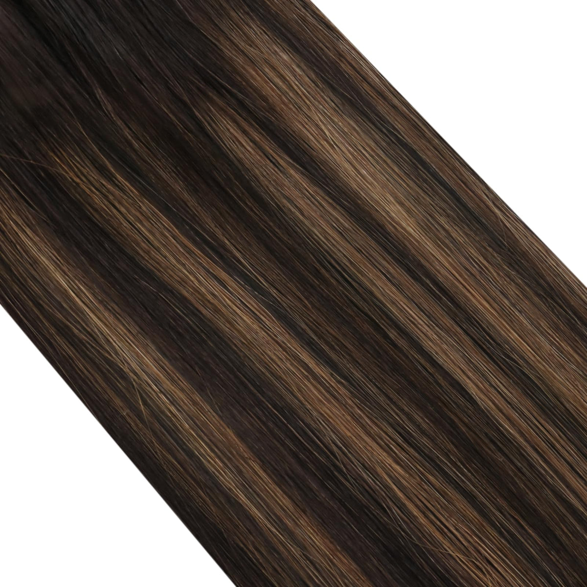 Moresoo Microlink Hair Extensions 22 Inch Brown Balayage front view
