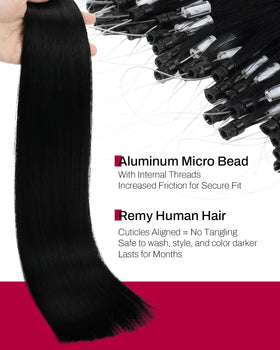 Moresoo Microlink Hair Extensions 24 Inch Jet Black packaged
