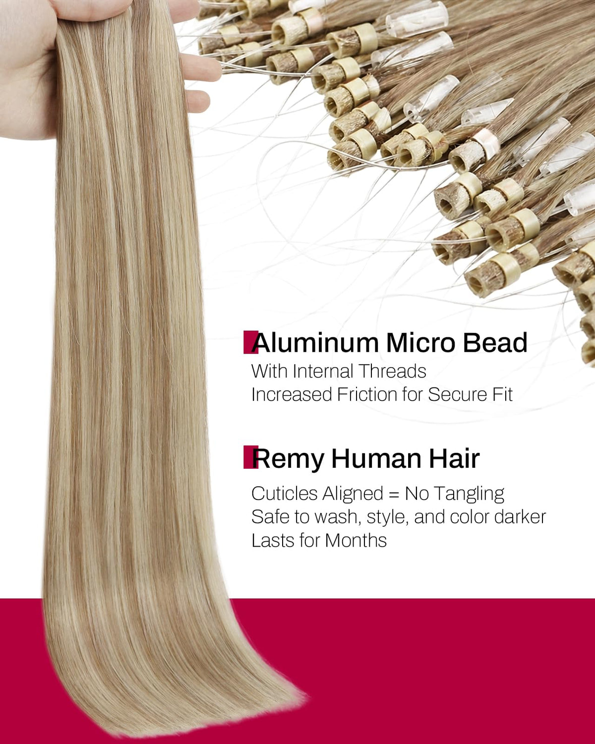 Moresoo Microlink Hair Extensions close-up of strands