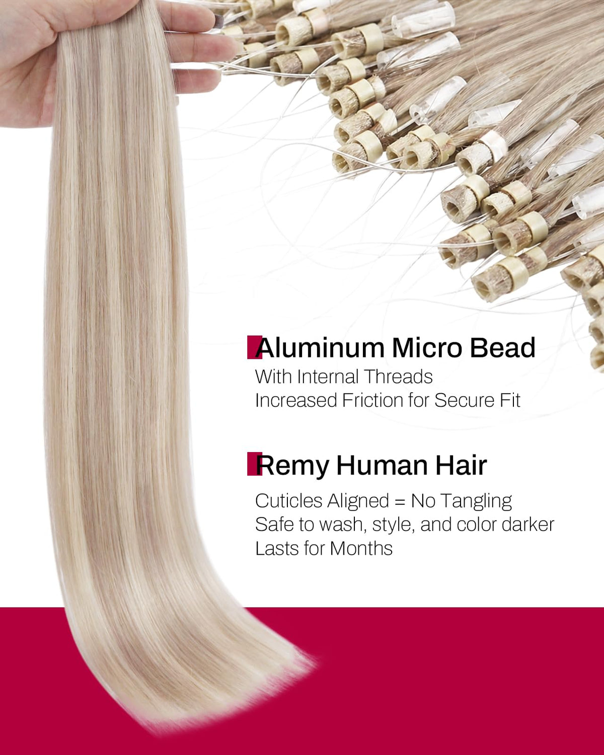 Moresoo Microlink Hair Extensions displayed in packaging