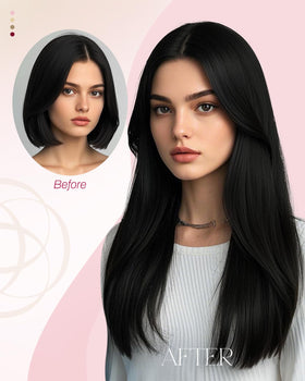 Moresoo Nano Bead Hair Extensions 18 Inch length comparison
