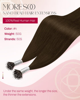 Moresoo Nano Bead Hair Extensions Ginger Brown 16 Inch packaging