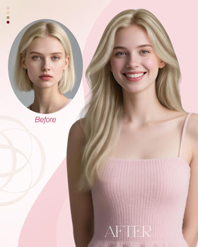 Moresoo Nano Bead Hair Extensions in a ponytail