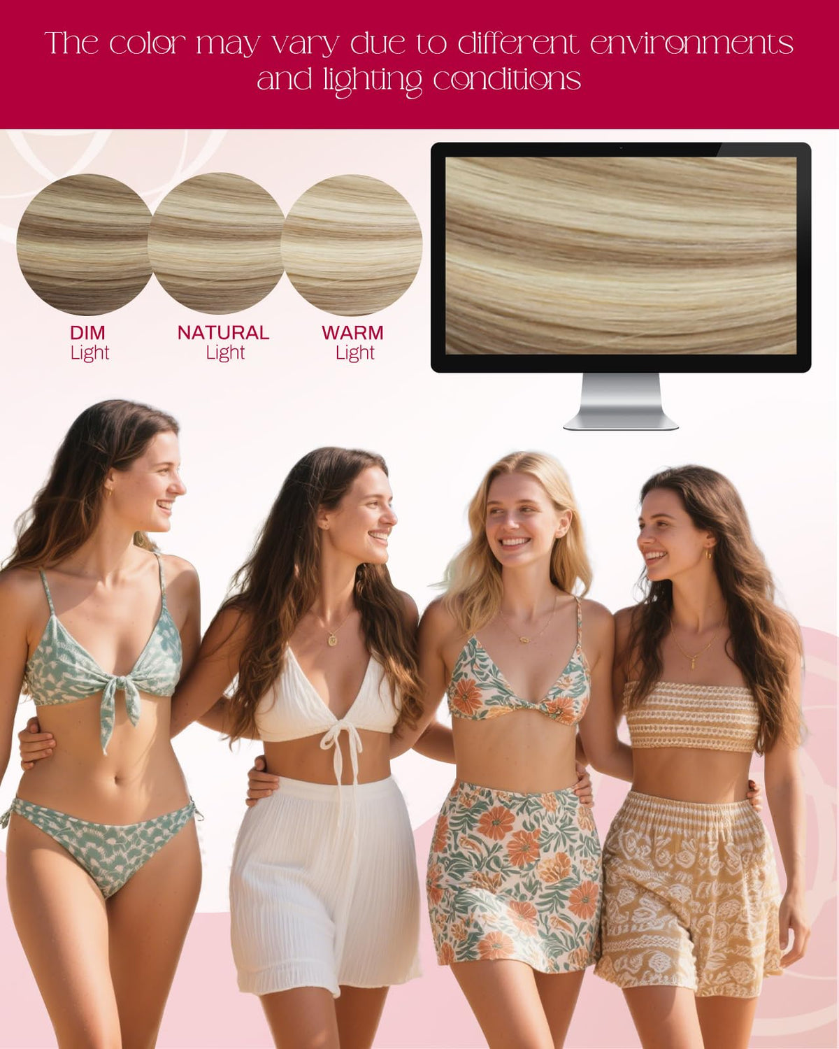 Moresoo Nano Bead Hair Extensions styled in a ponytail