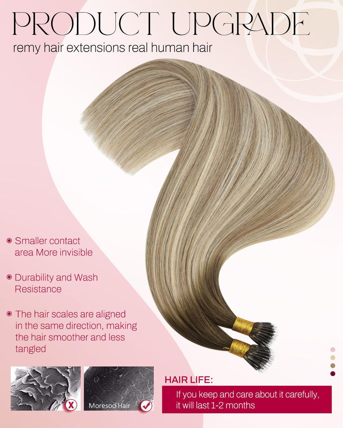 Moresoo Nano Hair Extensions package with 50 strands