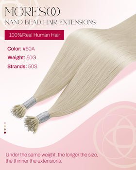 Moresoo Nano Hair Extensions packaging with 50 strands