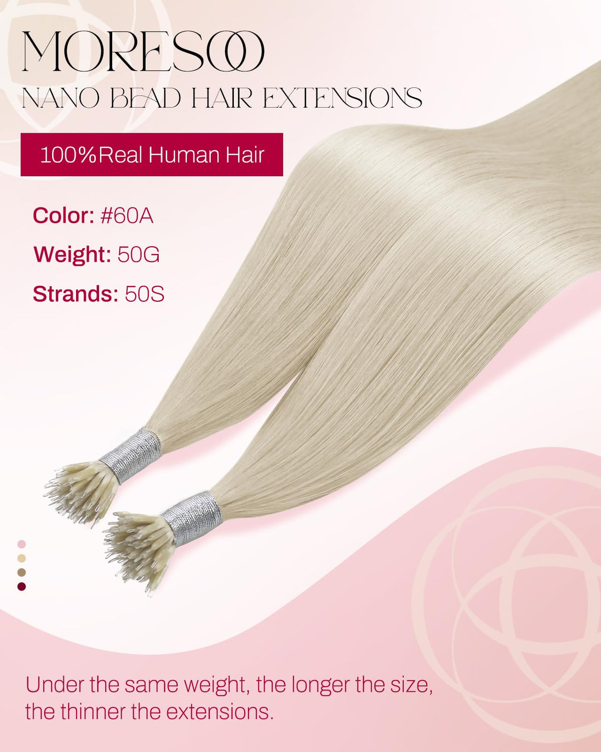 Moresoo Nano Hair Extensions packaging with 50 strands