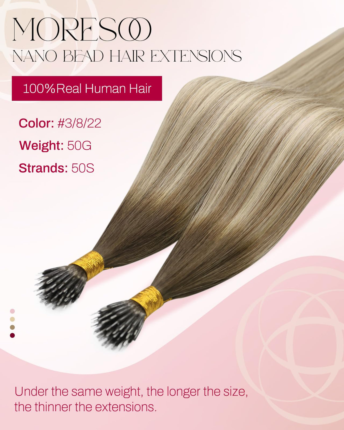 Moresoo Nano Ring Hair Extensions 18 Inch Mocha Brown packaging