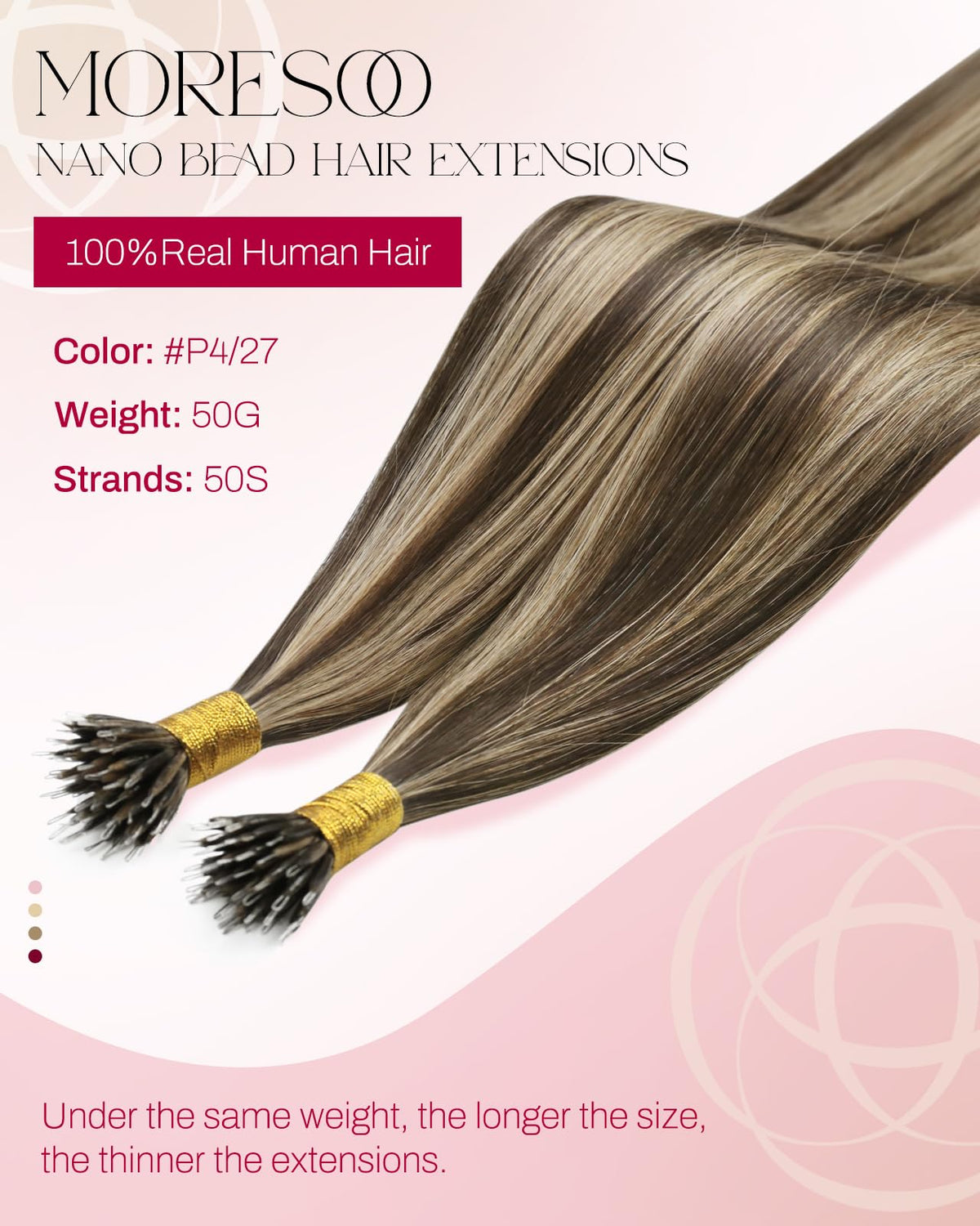 Moresoo Nano Ring Hair Extensions packaging with strands visible