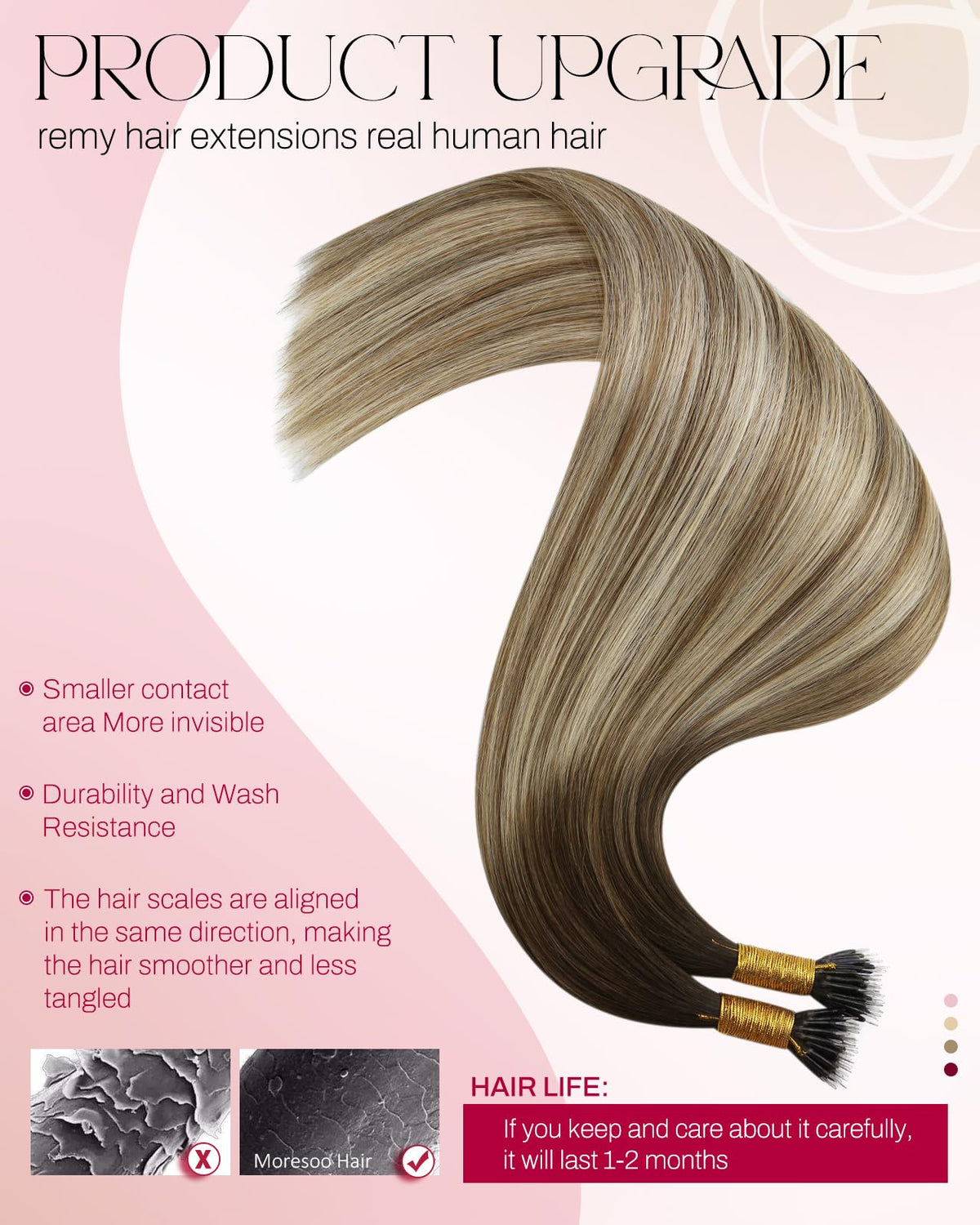 Moresoo Nano Tip Hair Extensions 50 strands pack