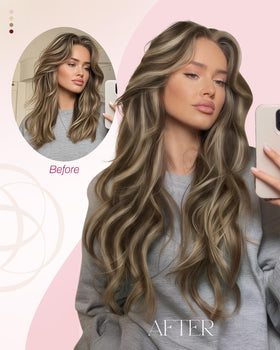 Moresoo Nano Tip Hair Extensions Caramel Blonde back view