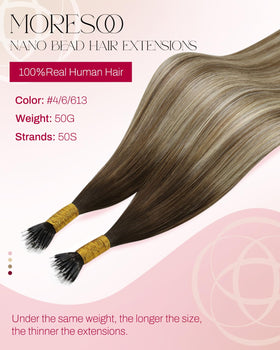 Moresoo Nano Tip Hair Extensions close-up of nano bead attachment