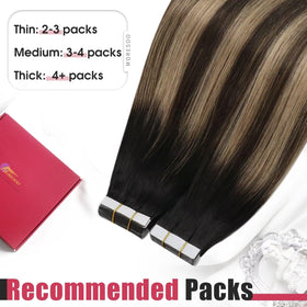 Moresoo Ombre Tape in Hair Extensions before and after application
