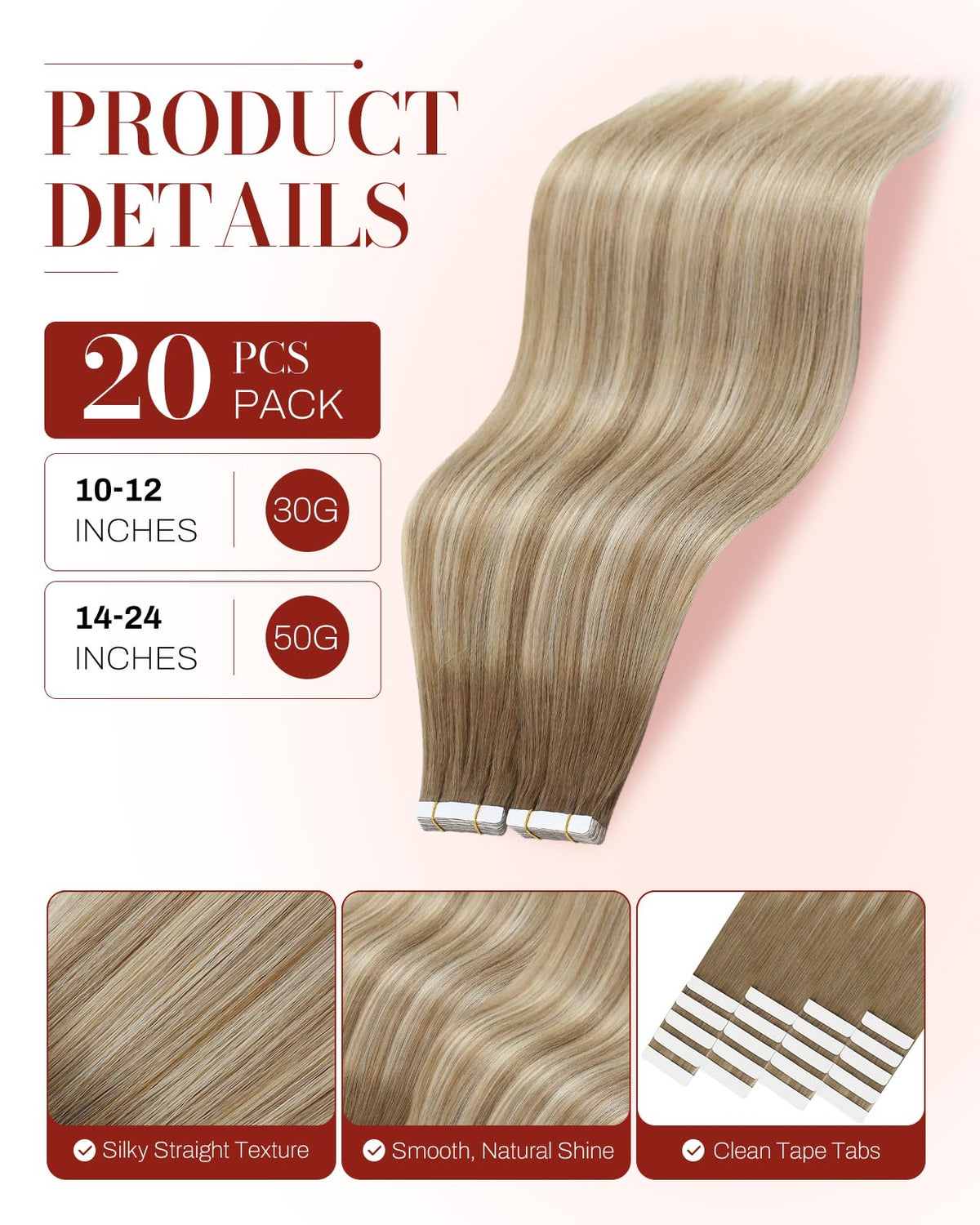 Moresoo Ombre Tape in Hair Extensions displayed with packaging