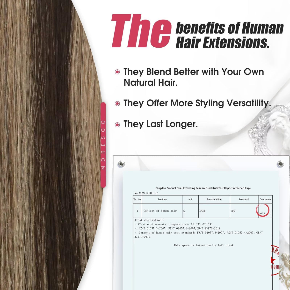 Moresoo Ombre Tape in Hair Extensions displayed with styling tools