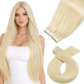 Moresoo Platinum Blonde Tape-in Hair Extensions front view