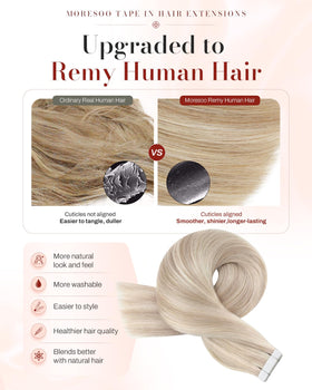 Moresoo Tape Extensions Ash Blonde 24in packaging