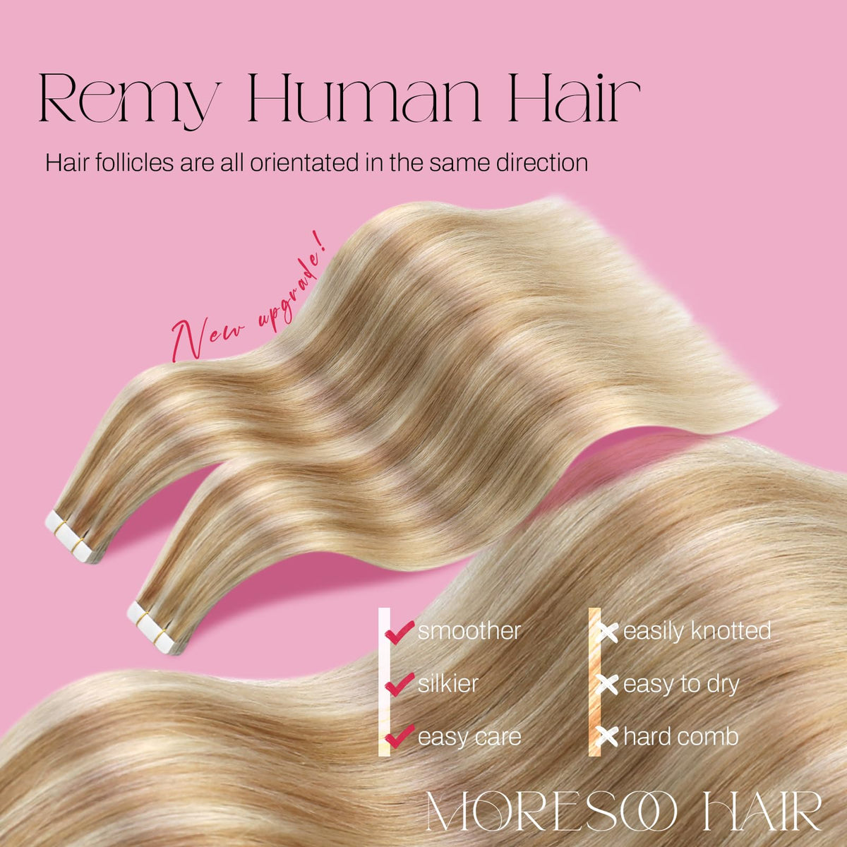 Moresoo Tape Hair Extensions packaging with 20 pieces