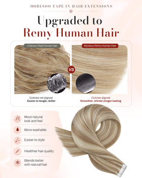 Moresoo Tape Hair Extensions packaging with 40pcs