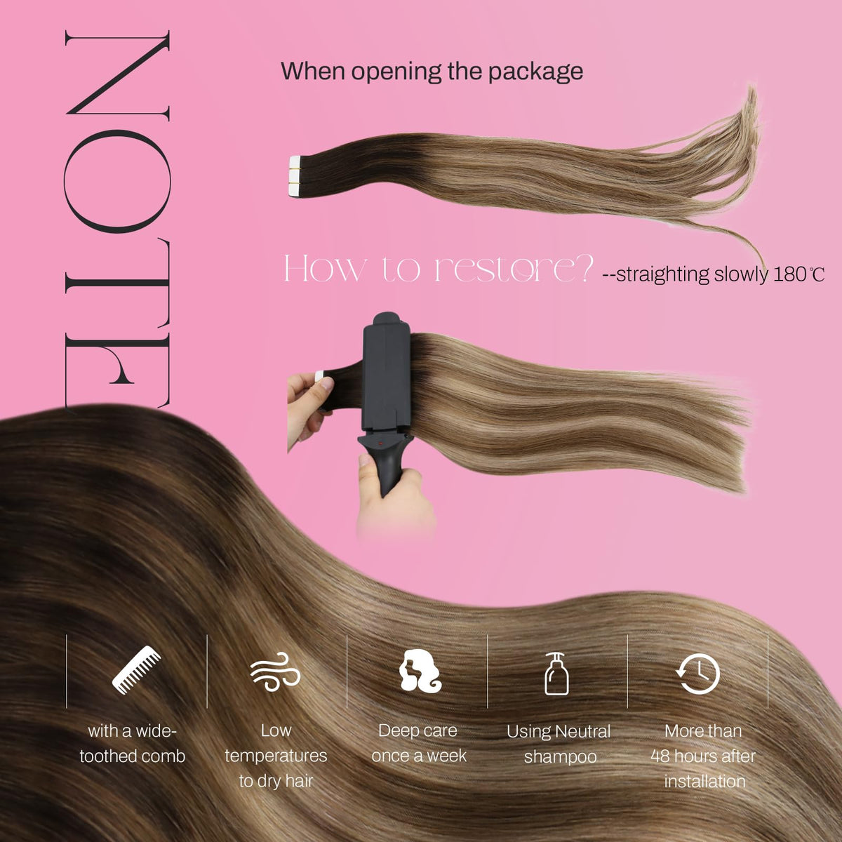 Moresoo Tape Hair Extensions styled in loose curls