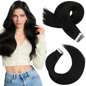 Moresoo Tape-In Extensions 22 inch natural black front view