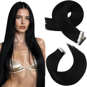 Moresoo Tape In Extensions 24 Inch black model front view