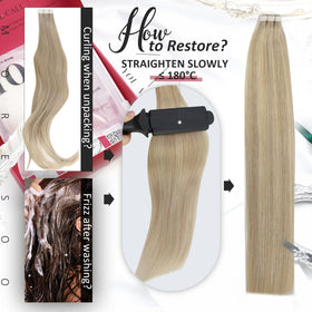 Moresoo Tape in Extensions Ash Blonde back view
