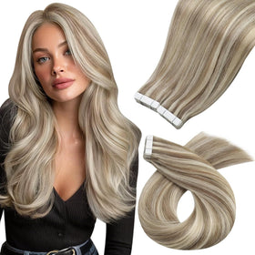 Moresoo Tape in Extensions beige blonde 14in front view