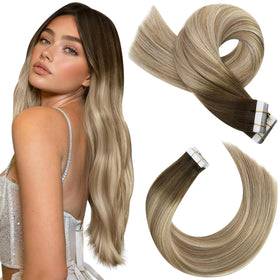Moresoo Tape in Extensions Brown Blonde Ombre 22in front view
