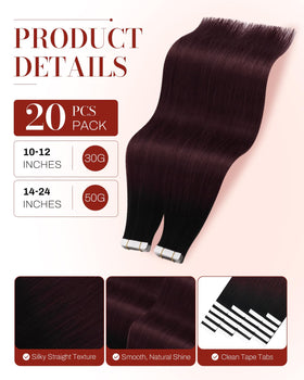 Moresoo Tape In Extensions Burgundy Ombre packaging