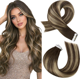Moresoo Tape in Extensions Caramel Balayage 12in front view