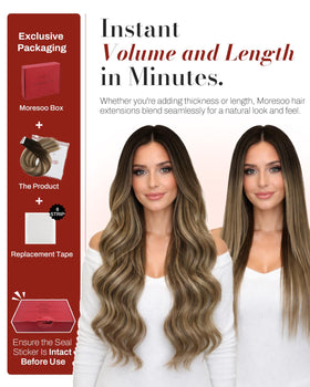 Moresoo Tape-In Extensions displayed on a hair mannequin