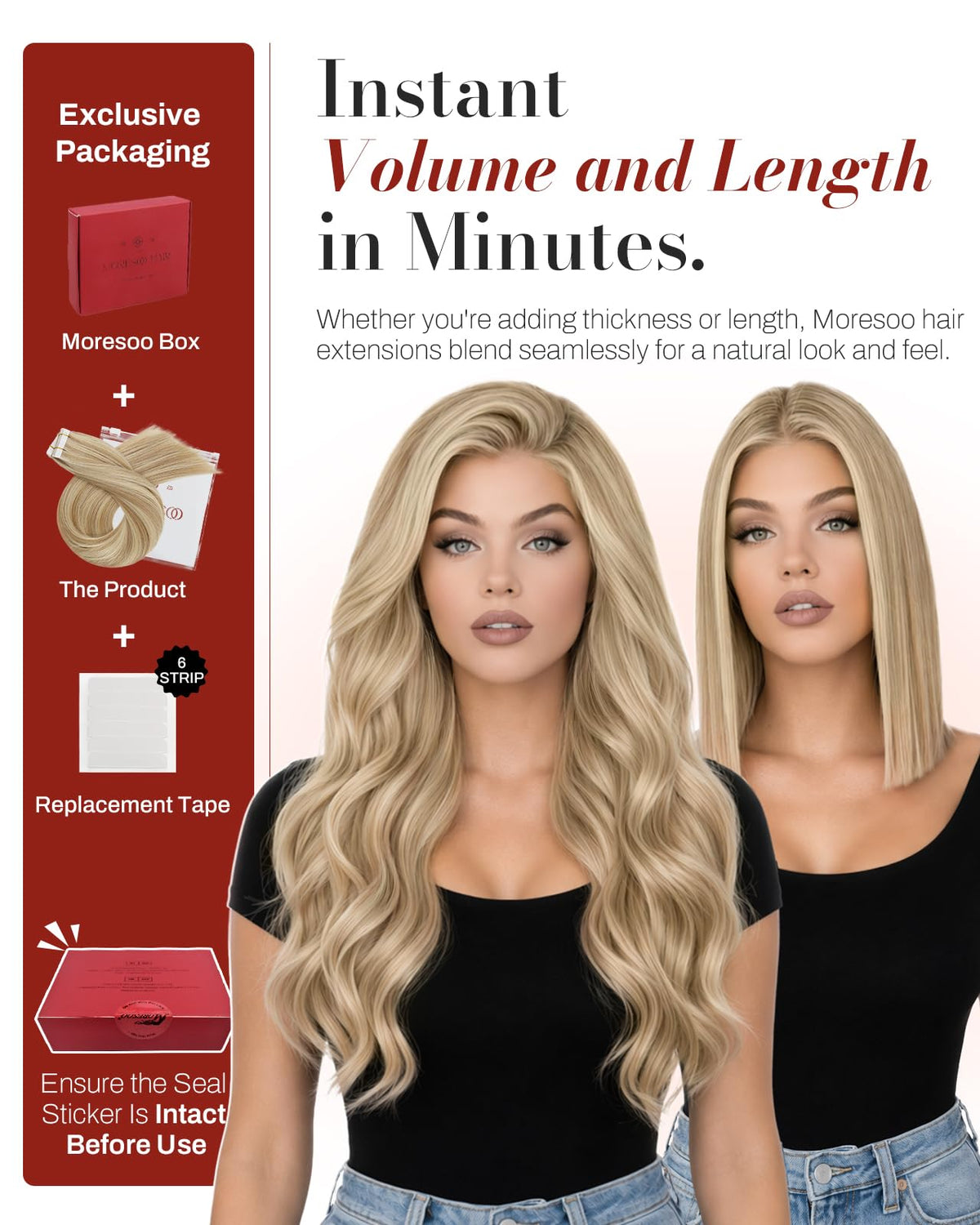 Moresoo Tape In Extensions Honey Blonde installation process