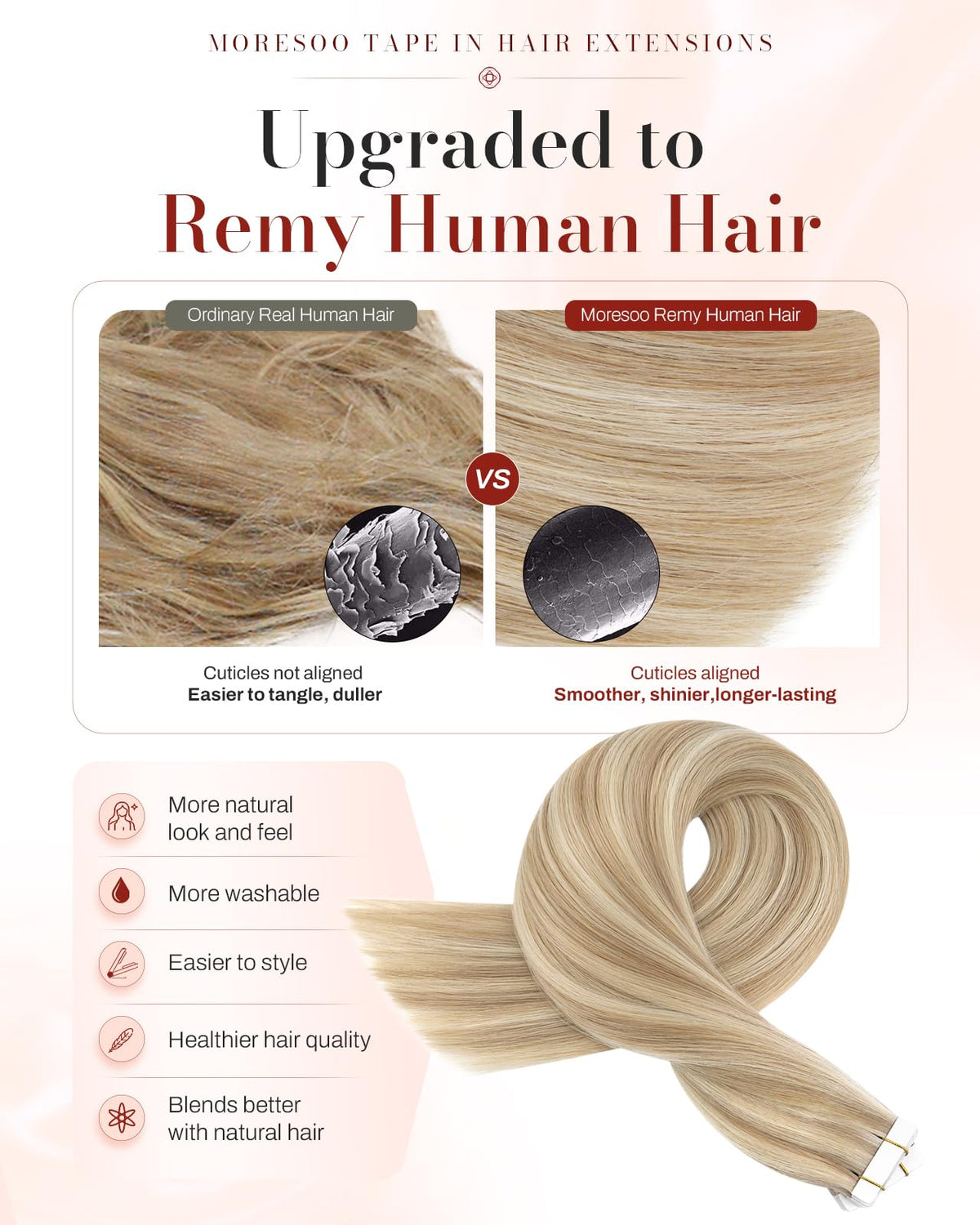 Moresoo Tape in Extensions Honey Blonde packaging
