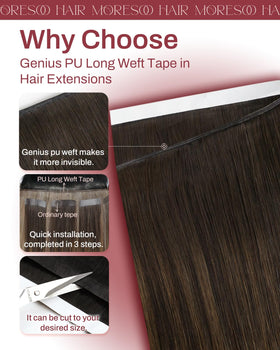 Moresoo tape-in extensions packaging showing two pieces