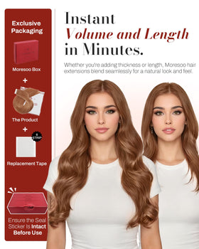 Moresoo Tape-In Extensions showing application process