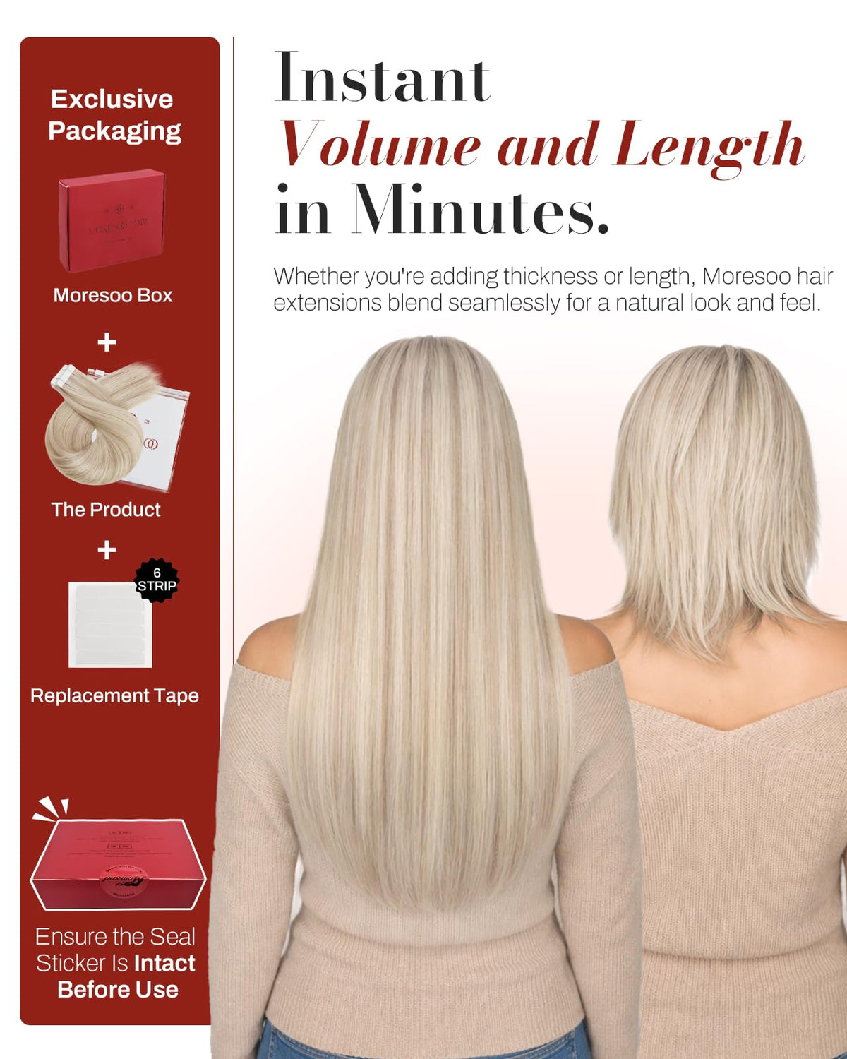 Moresoo Tape-In Extensions showing colour match