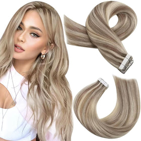 Moresoo Tape-In Hair Extensions 18in Beige Blonde front view