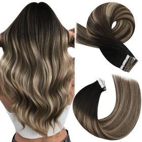 Moresoo Tape-in Hair Extensions 24in Caramel Balayage front view