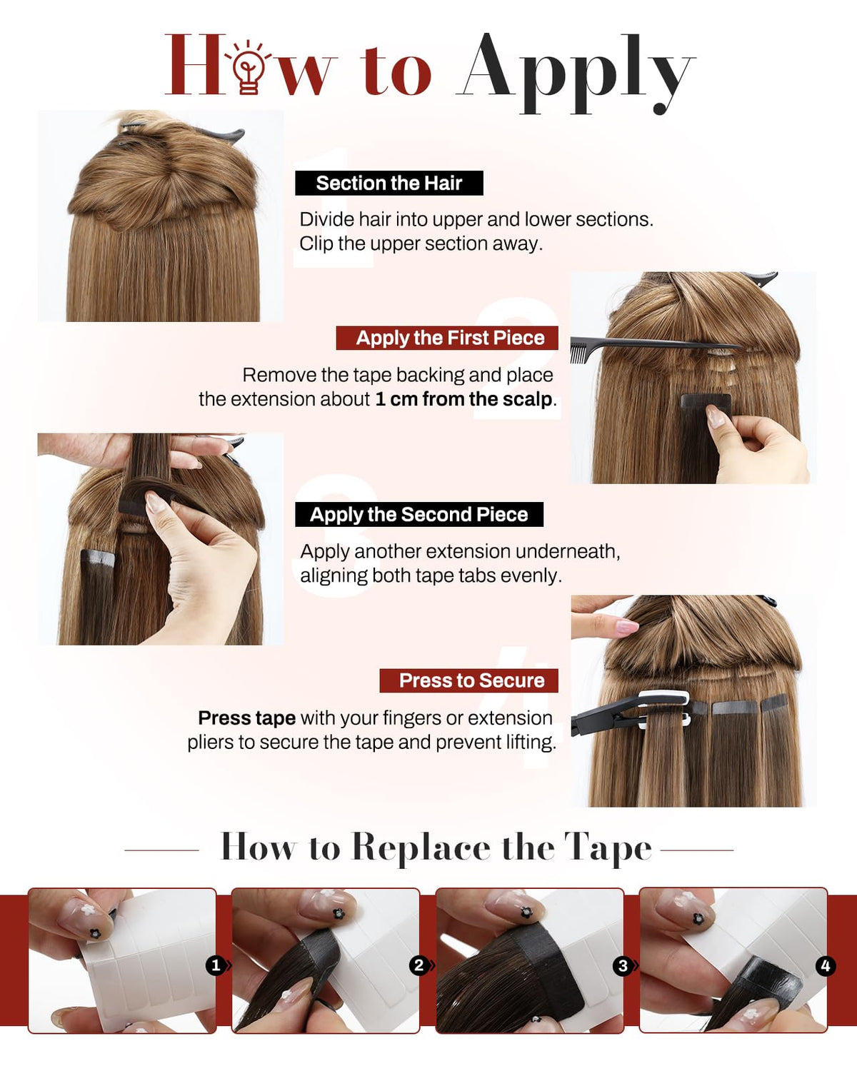 Moresoo Tape-In Hair Extensions 50g weight