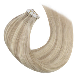 Moresoo Tape-In Hair Extensions Ash Blonde installation process