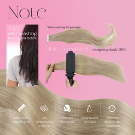 Moresoo Tape-In Hair Extensions Ash Blonde showing texture